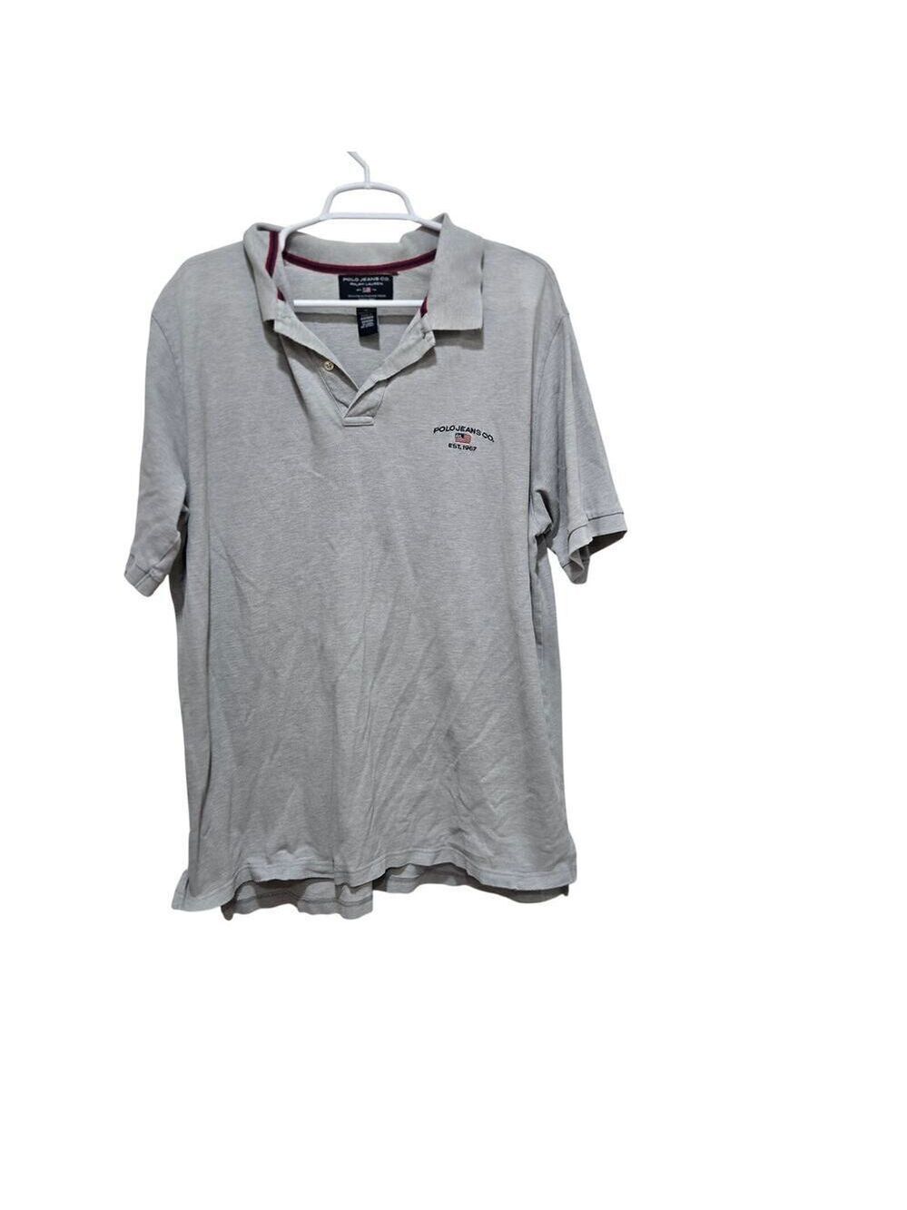 Polo Jeans Co Ralph Lauren XL Gray Embroidered Logo Cotton Polo Shirt Y2K
